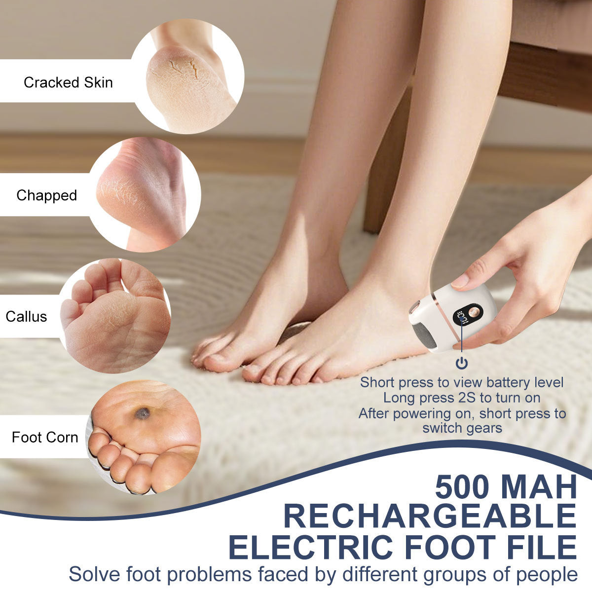 New Electric Callus Remover For Feet, Portable Rechargeable Foot Repair And Grinding Device With Digital Display, Heel Polisher File For Men Women Dry Callus Dead Skin