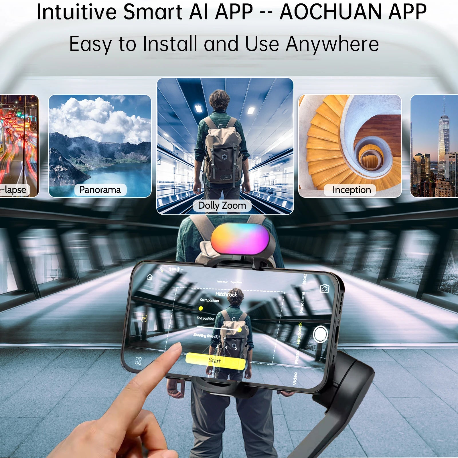 Smart XE Kit Gimbal Stabilizer for Smartphone Iphone Video Recording Magnetic Fill Light 3-Axis Foldable Android Gimble