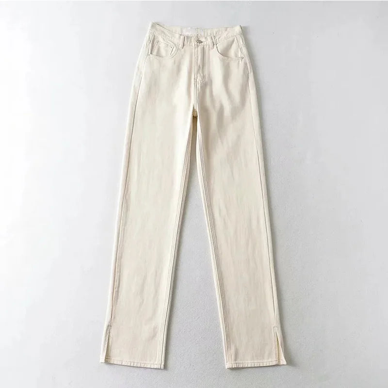 Washed Denim Pants Jeans Women Boyfriend Jeans Casual Pants Split Long Pants Bottom Black Jeans