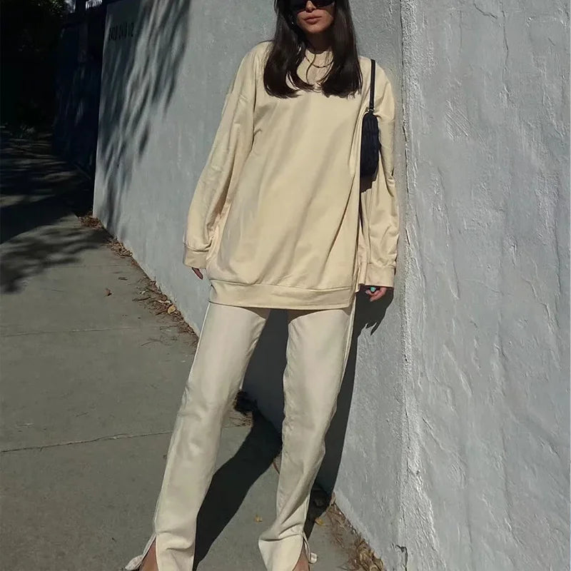 Washed Denim Pants Jeans Women Boyfriend Jeans Casual Pants Split Long Pants Bottom Black Jeans