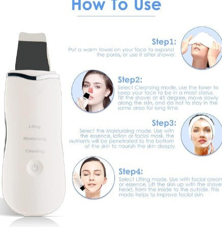 3-in-1 Ultrasonic Facial Skin Scrubber