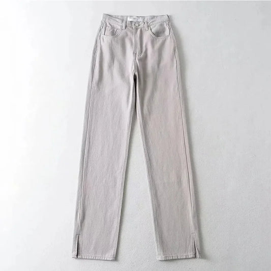 Washed Denim Pants Jeans Women Boyfriend Jeans Casual Pants Split Long Pants Bottom Black Jeans